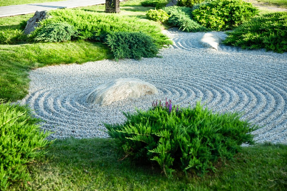 Zen garden with plants 